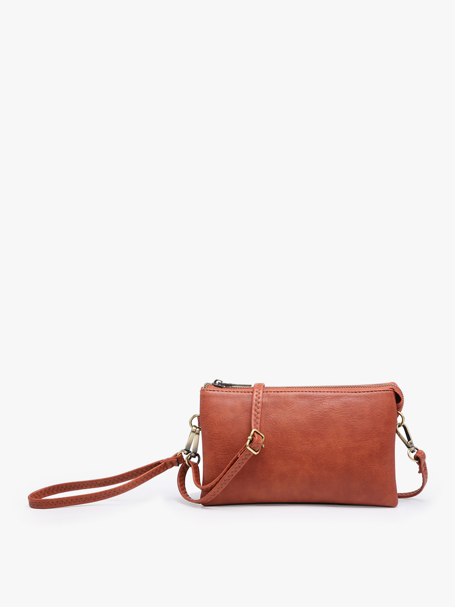 Riley 3 Compartment Crossbody/Wristlet: Rust