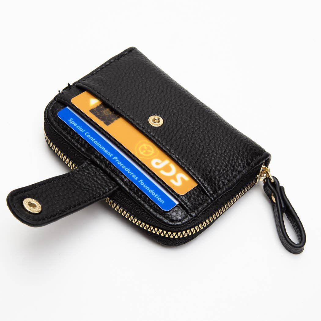 Heather Zip Wallet: Black
