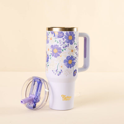 40 oz Lifestyle Flip Straw Tumbler-Bouquet Beauty Purple