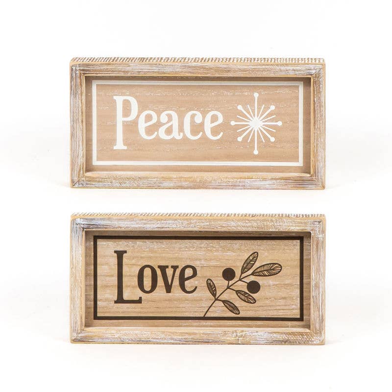 Peace & Love Reversible Wood Decor