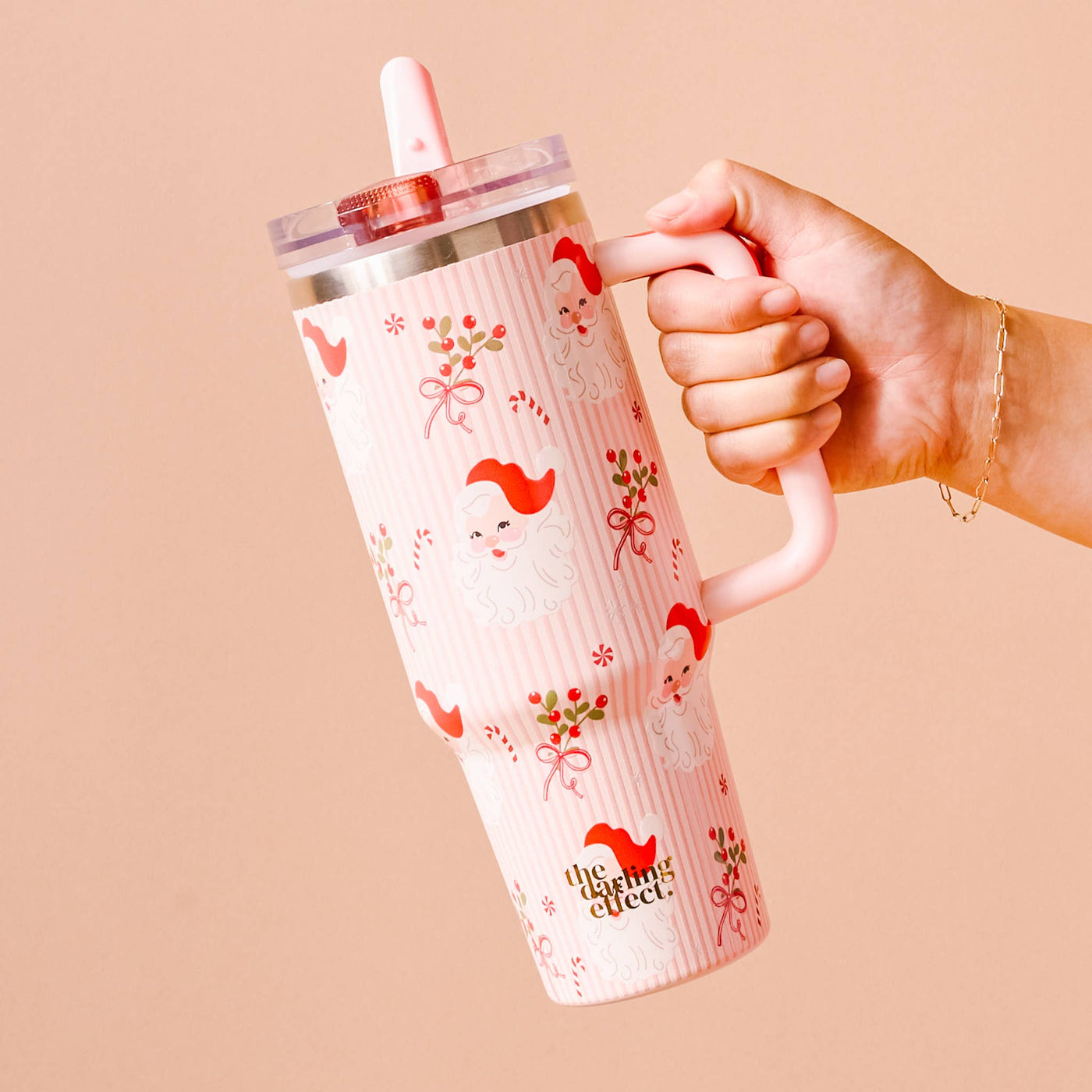 40 oz Lifestyle Flip Straw Tumbler-Holly Jolly Santa