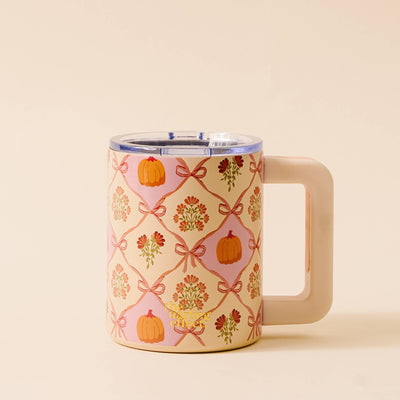 14 oz Insulated Mug-Patchwork Pumpkins