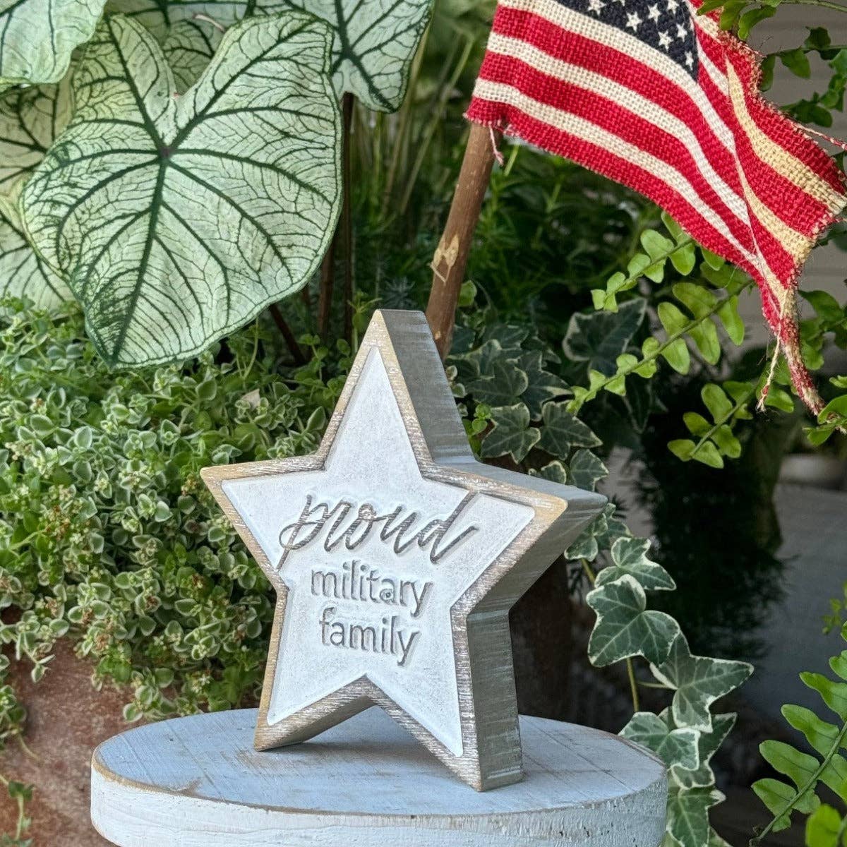 Proud Military Family Carved Star