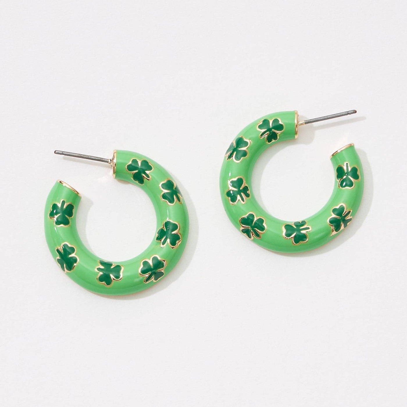 Lucky Girl Clover  Hoop Earrings