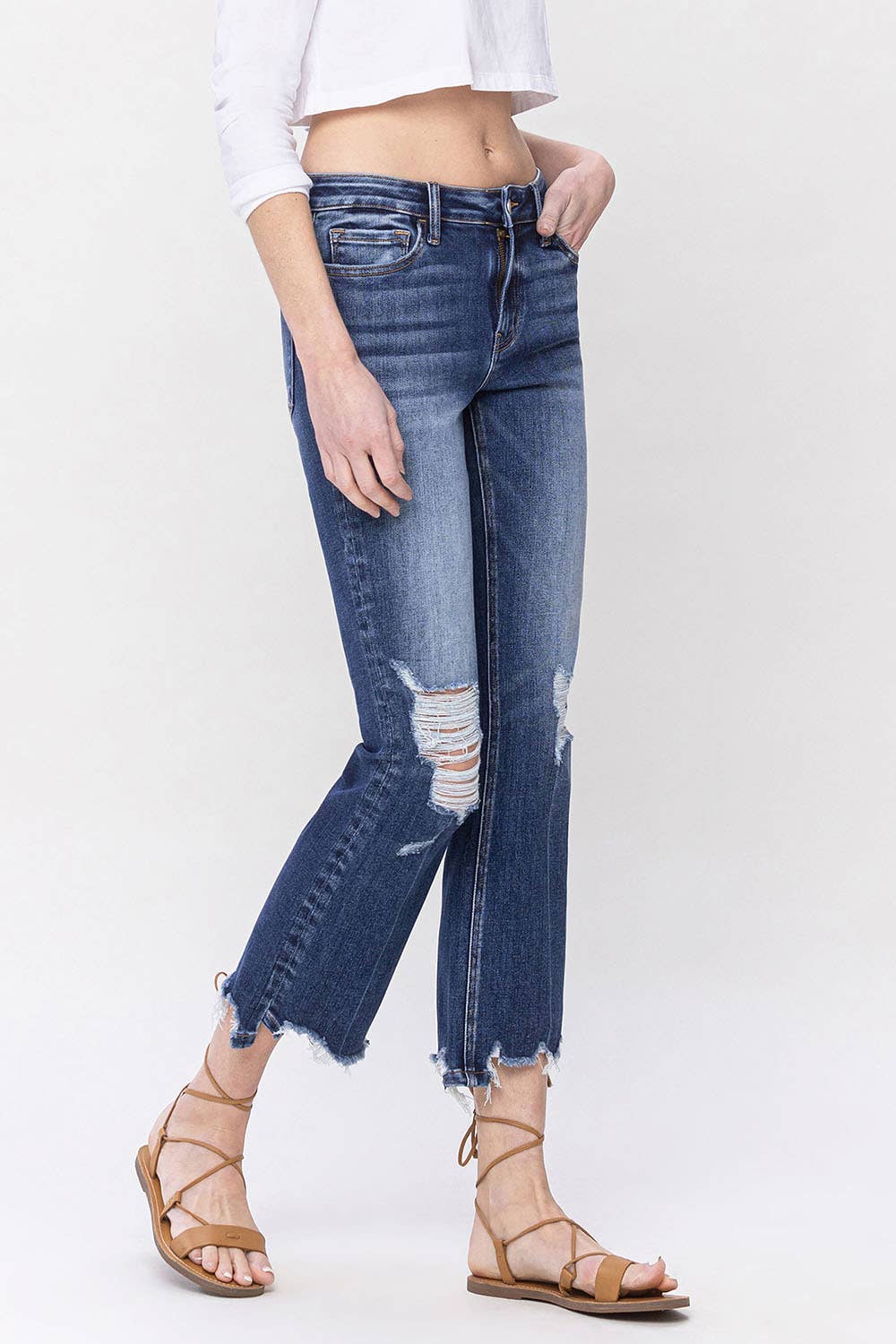 Comfy Cozy Mid Rise Crop Flare Jeans