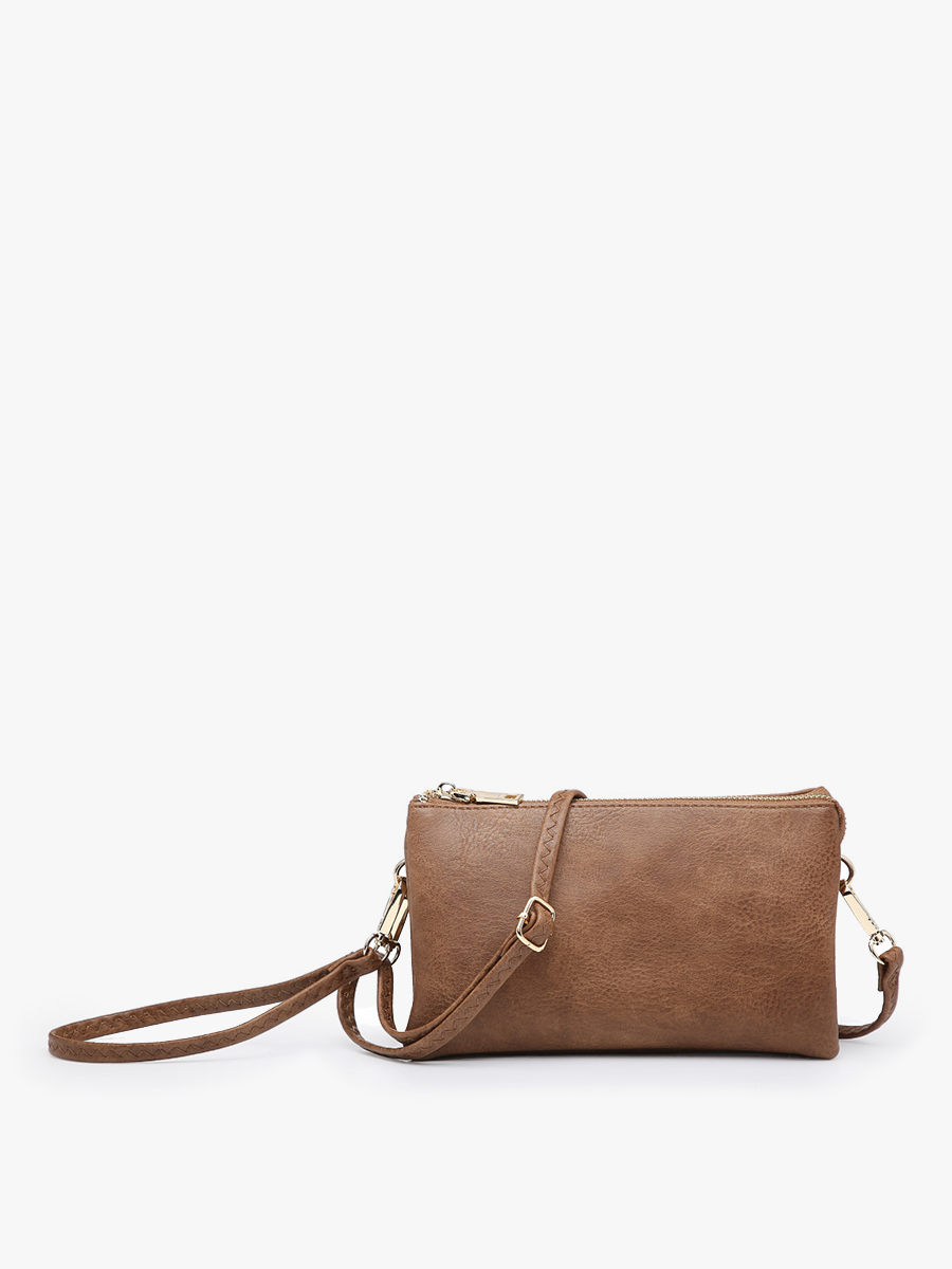 Riley 3 Compartment Crossbody/Wristlet: Chestnut