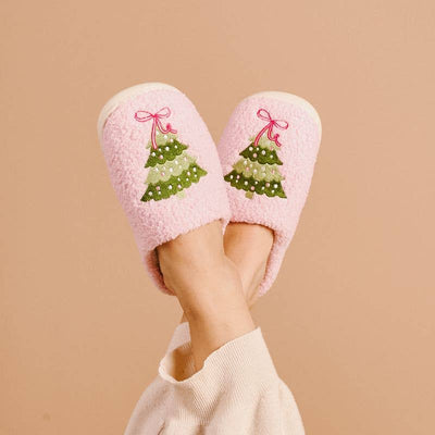 The Darling Effect Fuzzy Slippers: Twinkling Trees