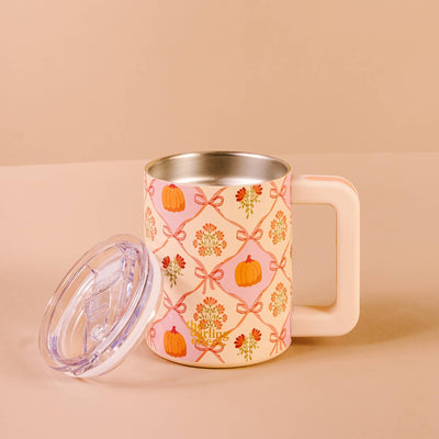 14 oz Insulated Mug-Patchwork Pumpkins