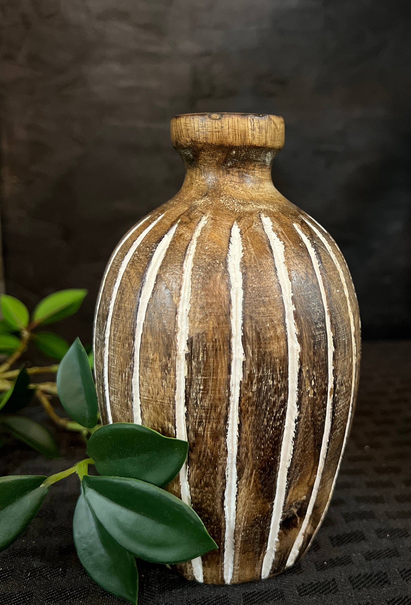 Striped Wood Vase
