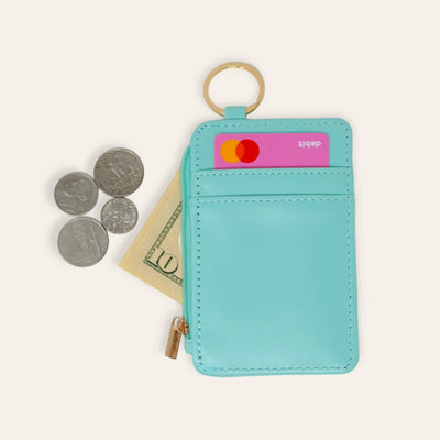 Solid Aqua Keychain Wallet