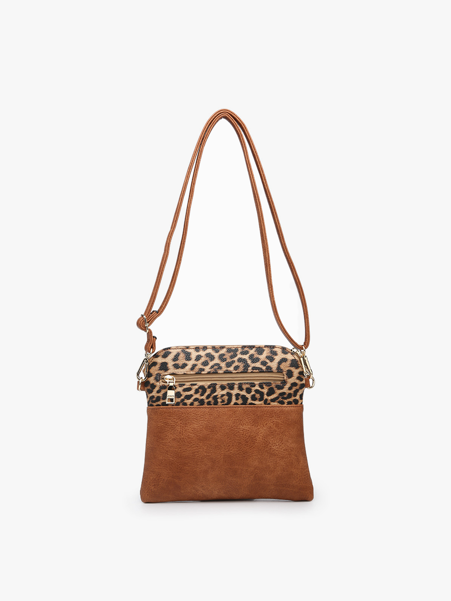 Tara Double Zip Crossbody Bag/Wristlet: Khaki/ Light Khaki