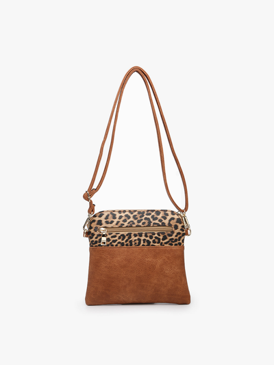 Tara Double Zip Crossbody Bag/Wristlet: Khaki/ Light Khaki
