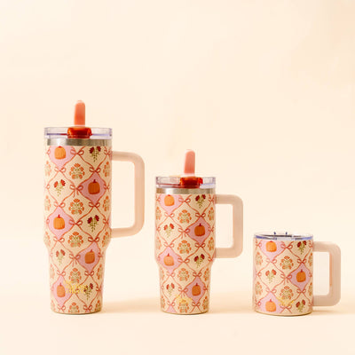 14 oz Insulated Mug-Patchwork Pumpkins