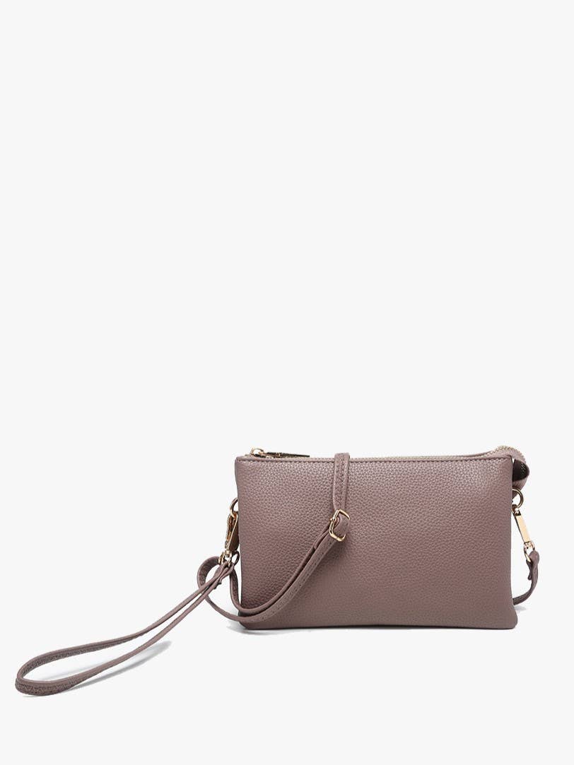 Riley 3 Compartment Crossbody/Wristlet: Dark Mauve