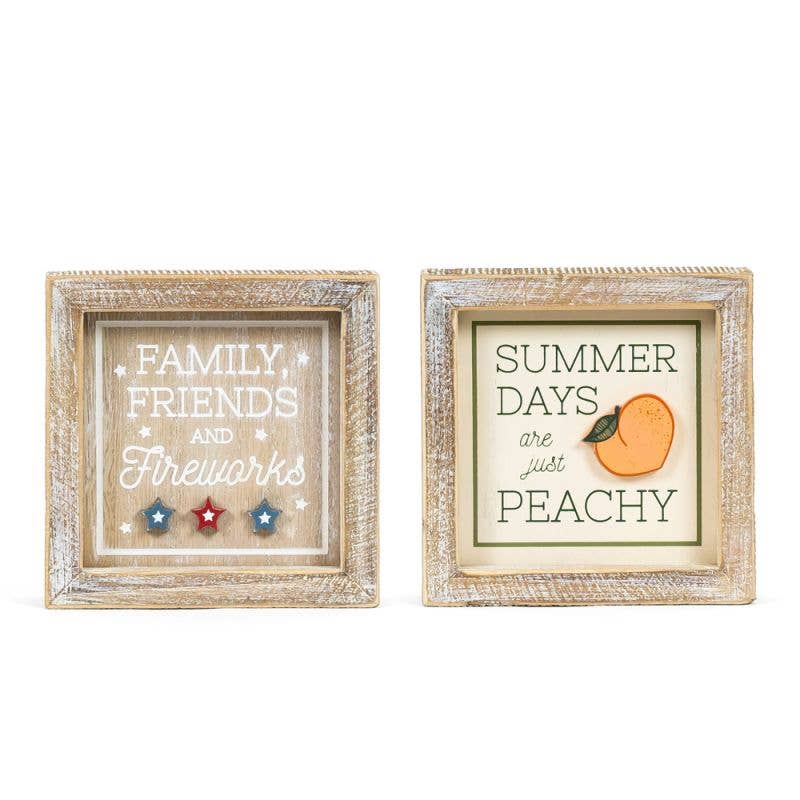 Summer Days & Fireworks Double Sided Wood Sign