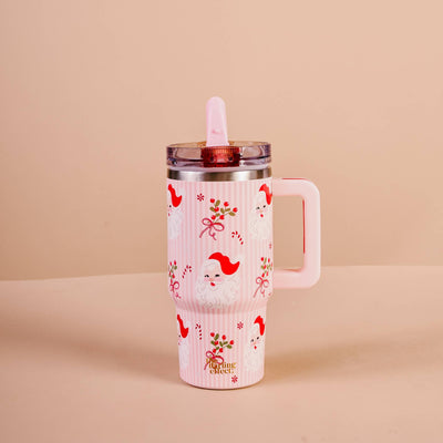 20 oz Lifestyle Flip Straw Tumbler-Holly Jolly Santa
