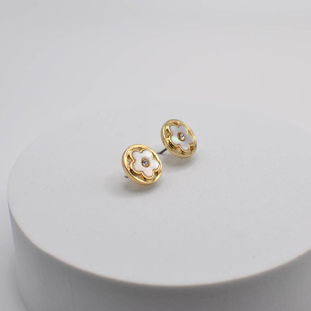 Flower Princess Stud Earrings - Gold
