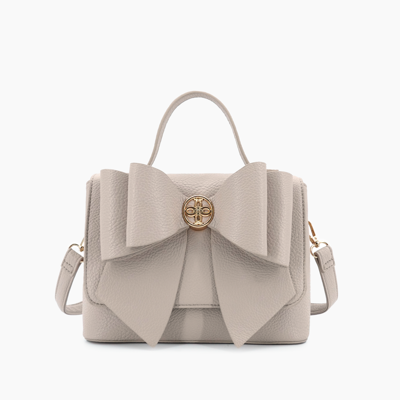 Eva Double Bow Everyday Crossbody: Beige
