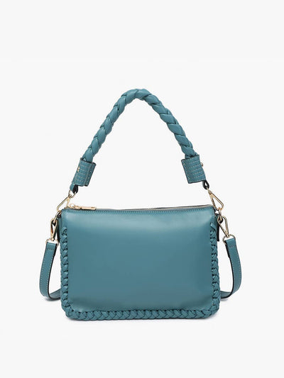 Judith Shoulder Bag w/ Braided Handle: Dark Teal