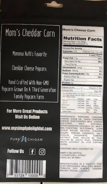 Simply Delightful Popcorn: Mom's Cheese