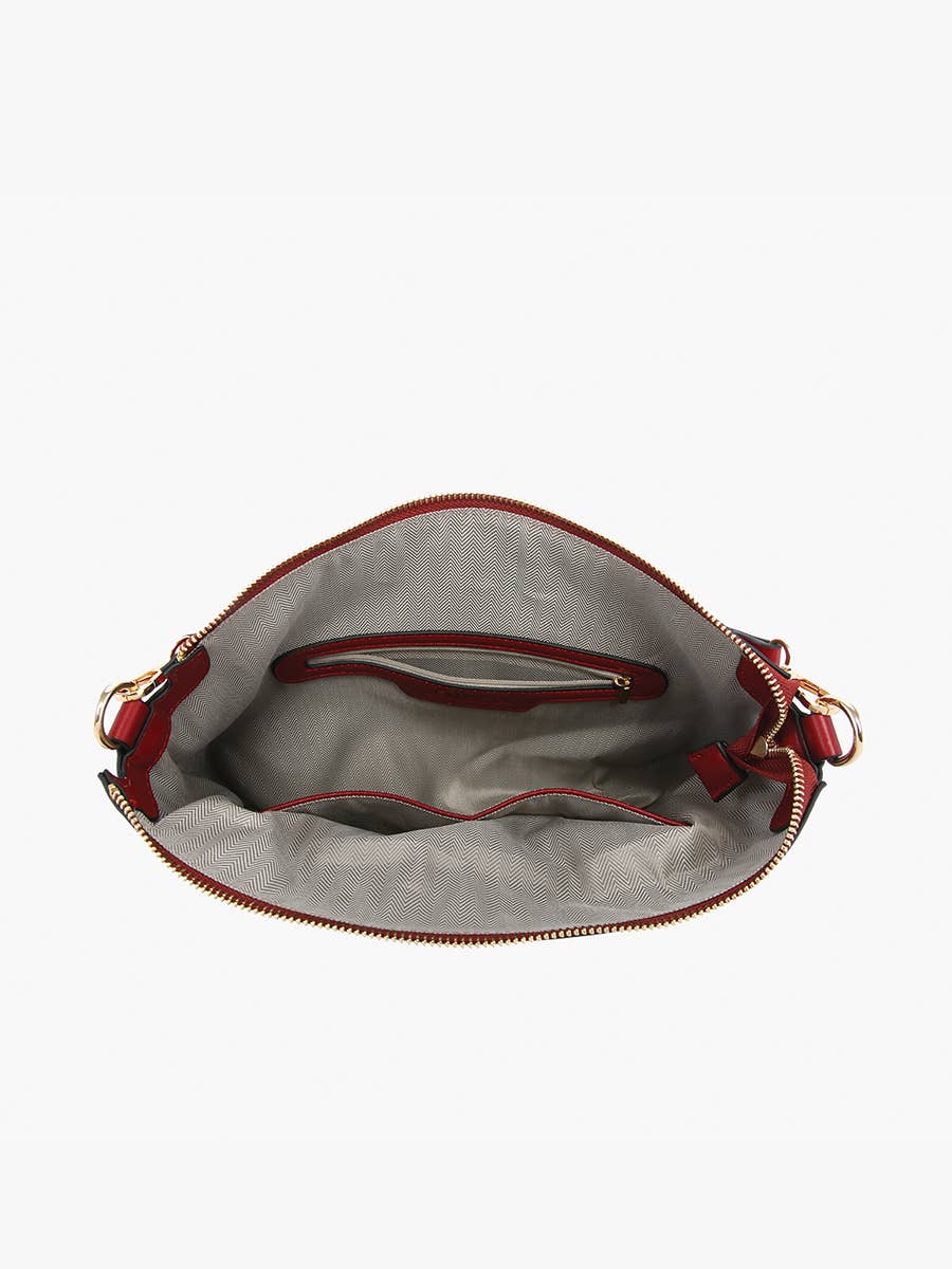 Aurelia Studded Hobo w/ Crossbody Strap: Merlot