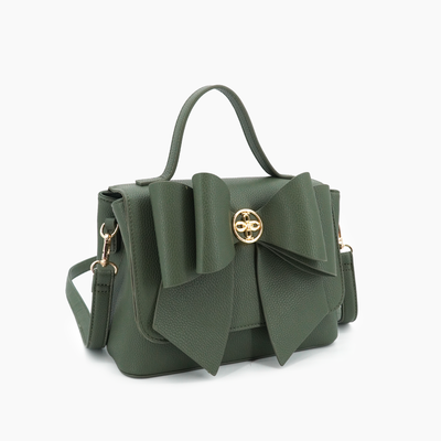 Eva Double Bow Everyday Crossbody: Dark Olive