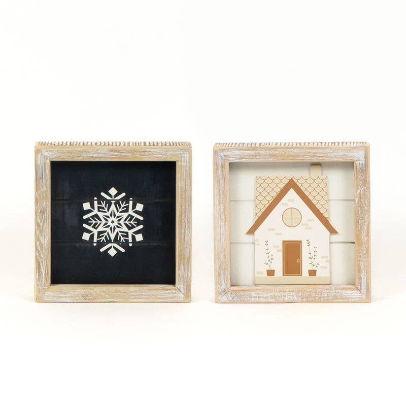 Snowflake Home Reversible Wood Decor