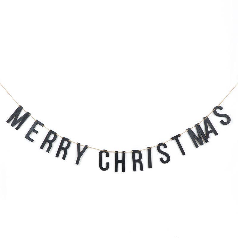 Merry Christmas Wood Garland Decor