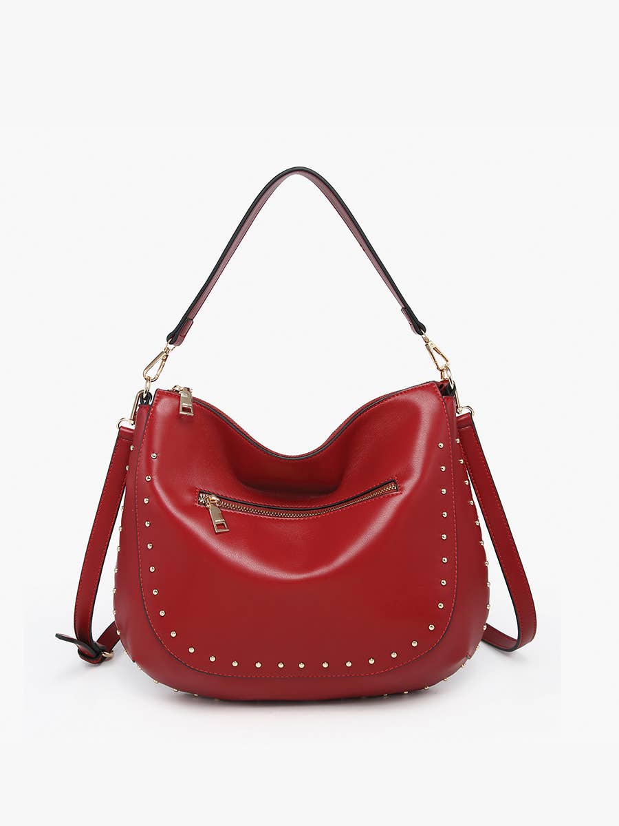 Aurelia Studded Hobo w/ Crossbody Strap: Merlot