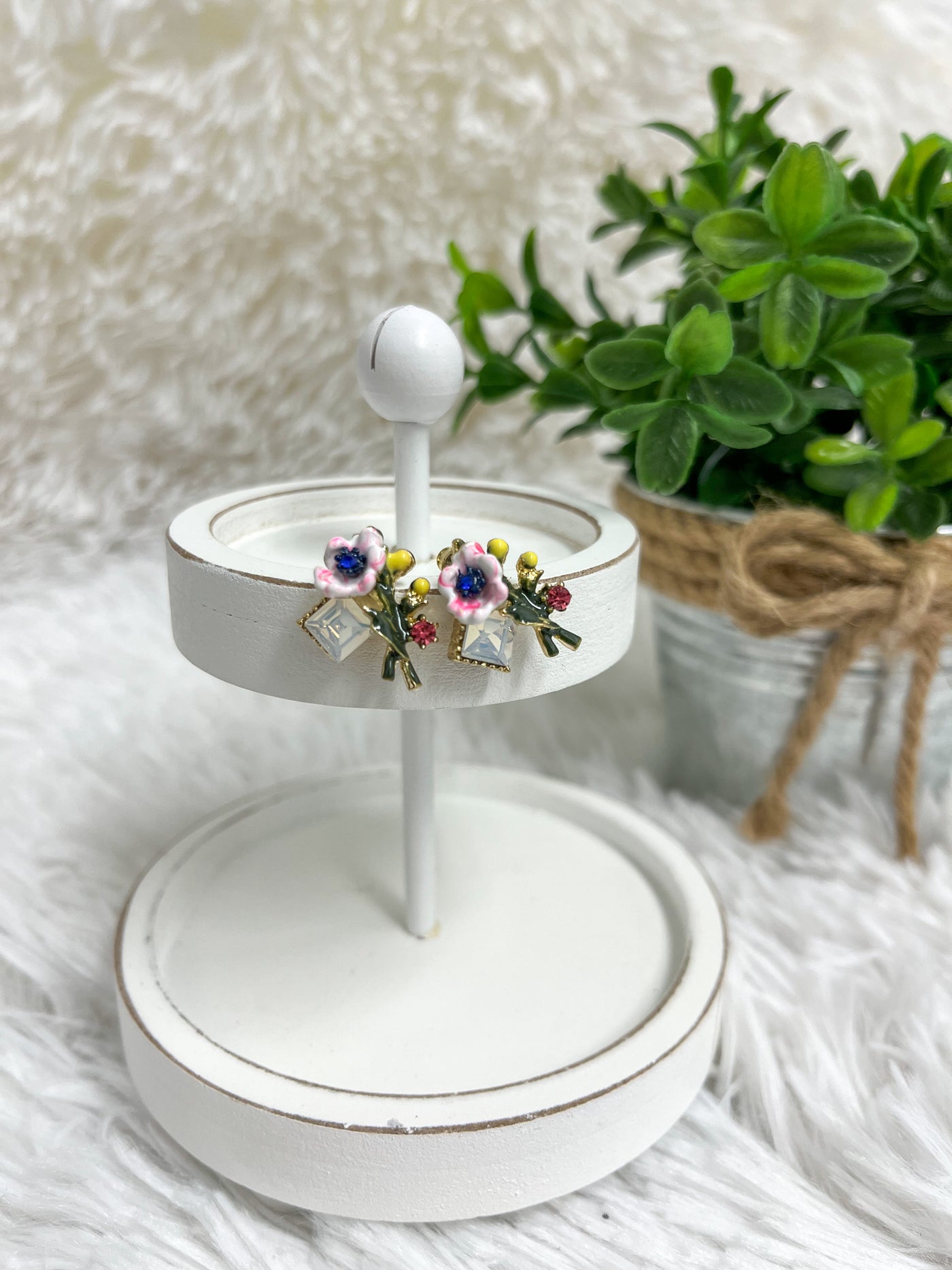 Rhinestone Flower Earrings