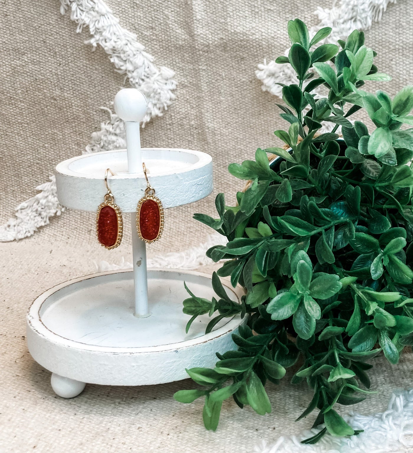 Burgundy Druzy Stone Earrings
