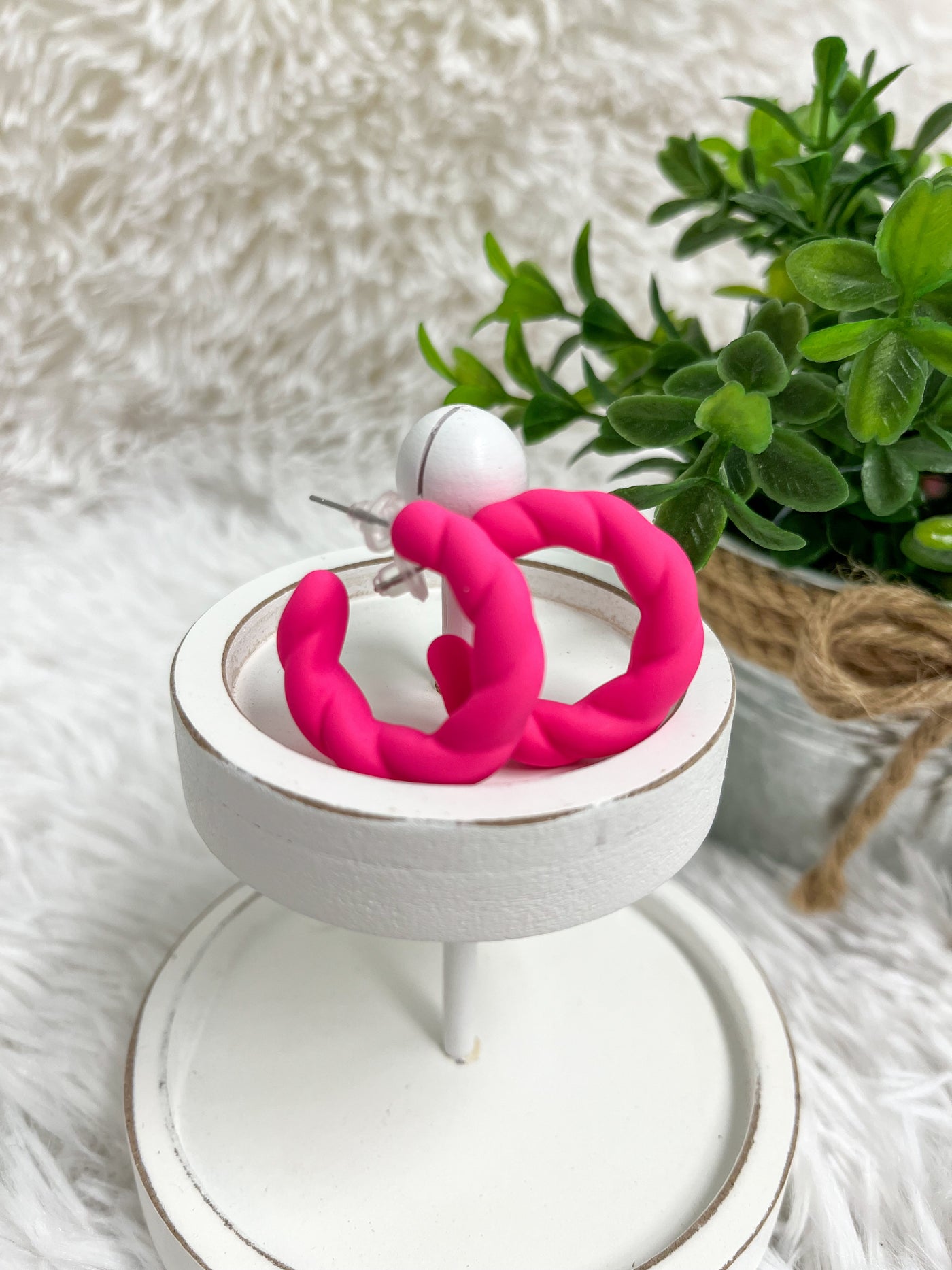 Hot Pink Twist Earrings