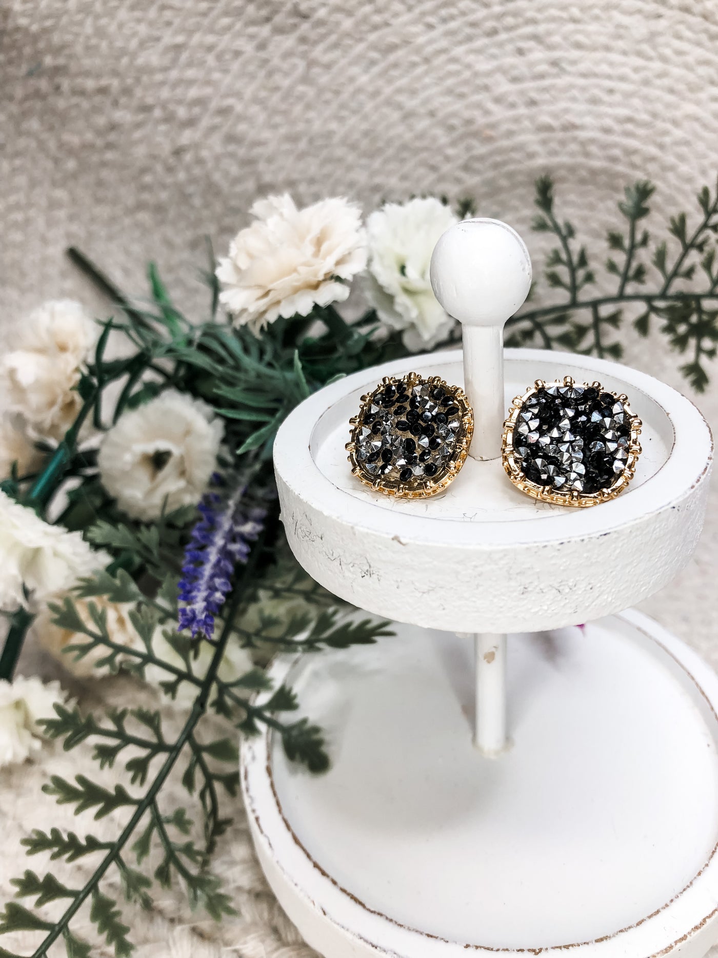 The Favorite Pair Hematite Glitter Stone Earrings