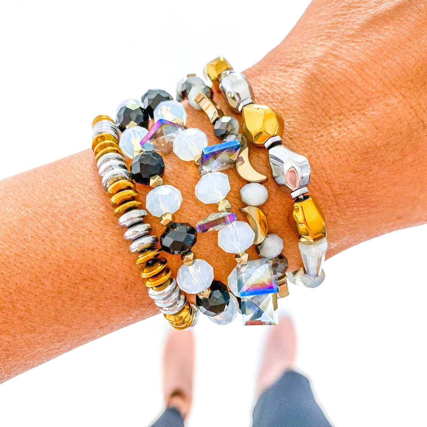 Just Glowing Gold & Silver Bracelet Stack