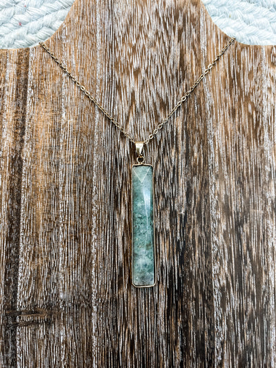 Tell Me You Love Me Rectangle Drop Necklace
