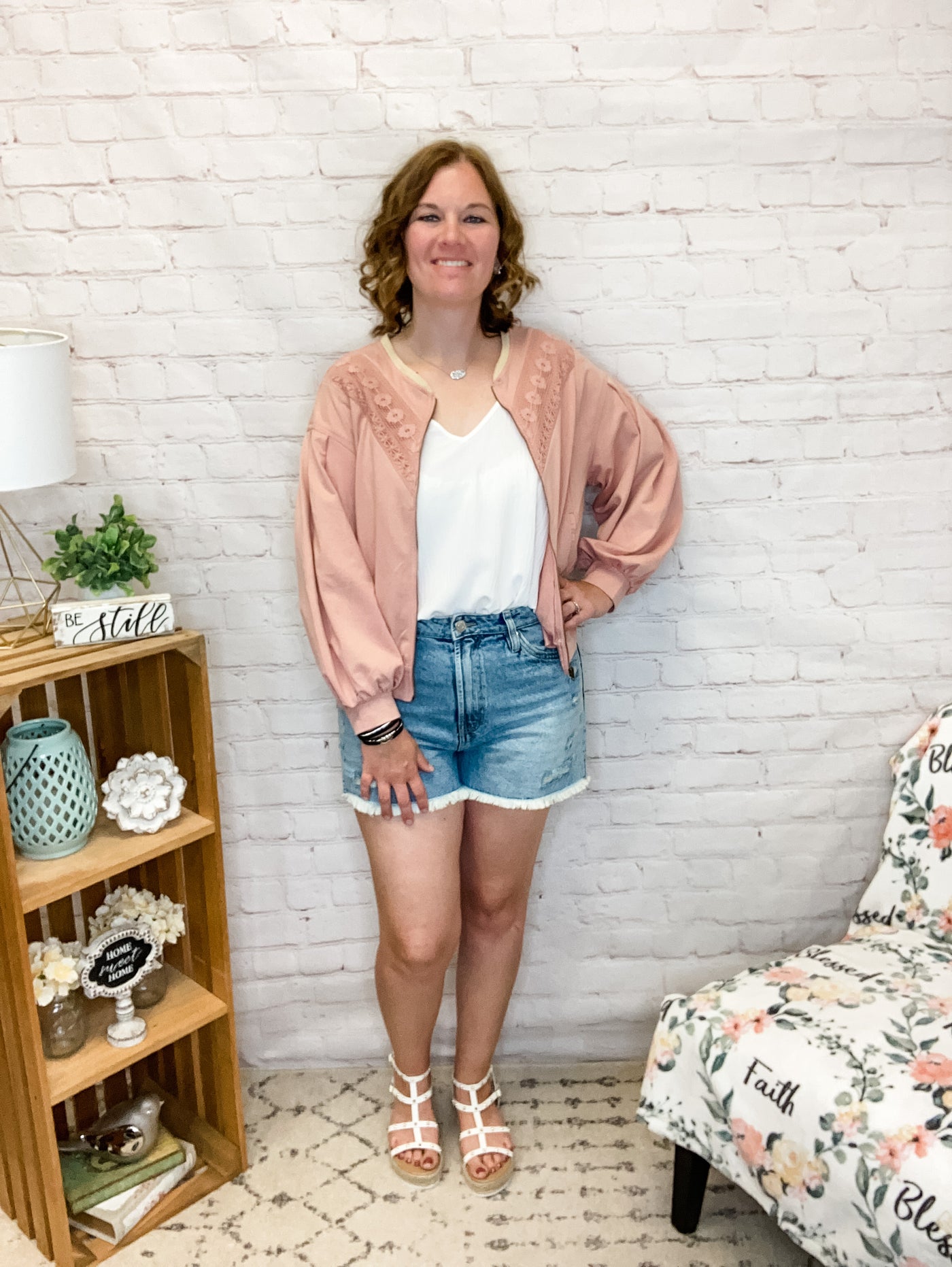 Throwing It Back Light Wash Distressed Shorts